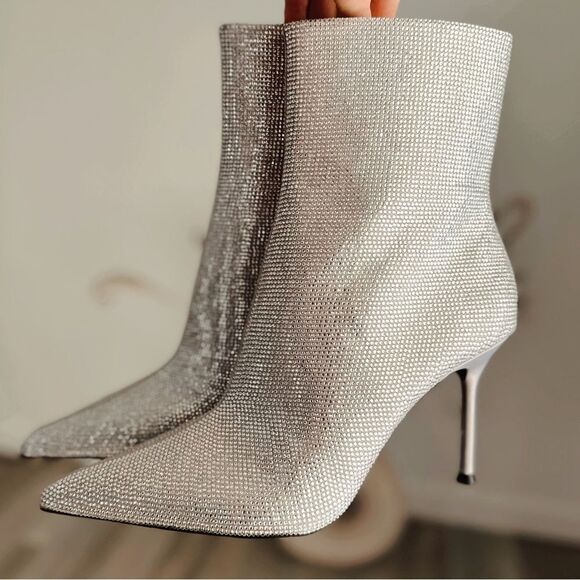 ZARA SPARKLY HIGH HEEL ANKLE BOOTS - Picture 1 of 10